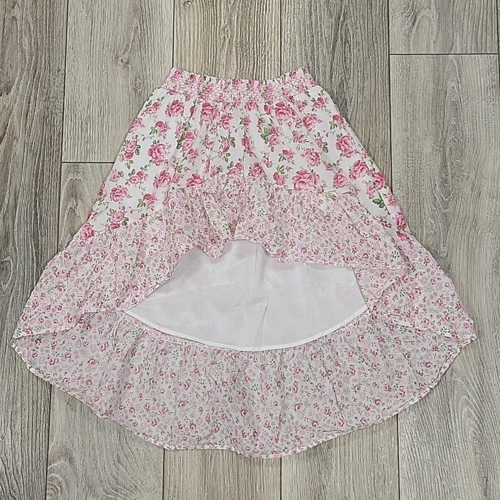 LoveShackFancy x American Girl Size Small 7/8 Pink & White Floral Flutter Skirt